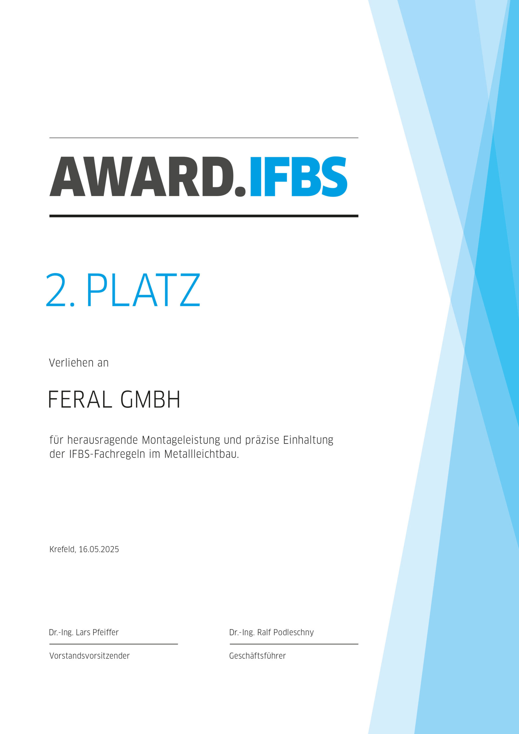 Urkunde_IFBS_AWARD_05.25_GWGTübingen